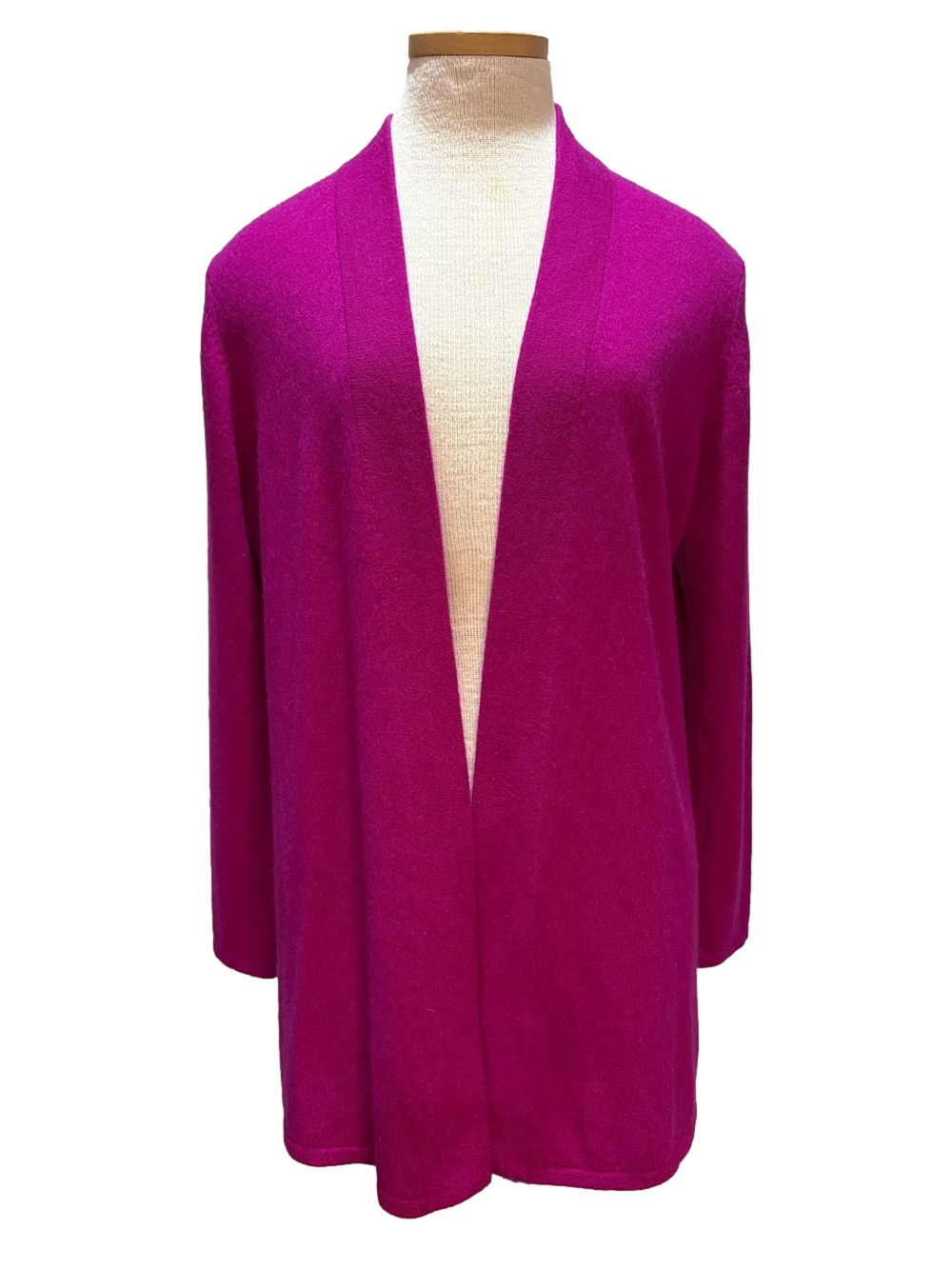 Cashmere Charter Club Luxury Sz L Magenta Open Front Cardigan